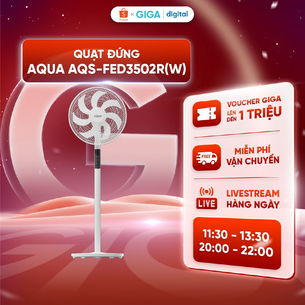 Quạt cây/ quạt đứng AQUA AQS-FED3502R(W) - Thân cảm ứng, điều khiển từ xa - Hẹn giờ - Điều chỉnh chi