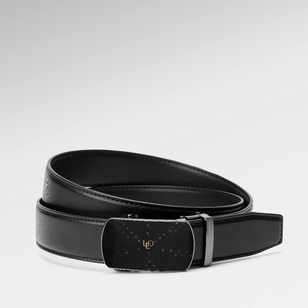Thắt Lưng Nam Leonardo Quickfit Monogram Neo da Microfiber khóa tự động logo LEO mạ vàng cao cấp