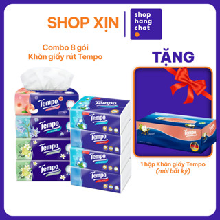 [MUA 8 GÓI GIẤY RÚT TẶNG 1 HỘP GIẤY] Khăn Giấy Rút Tempo Cao Cấp - 4 Lớp Bền Dai, An Toàn Cho Da - Thương hiệu Đức
