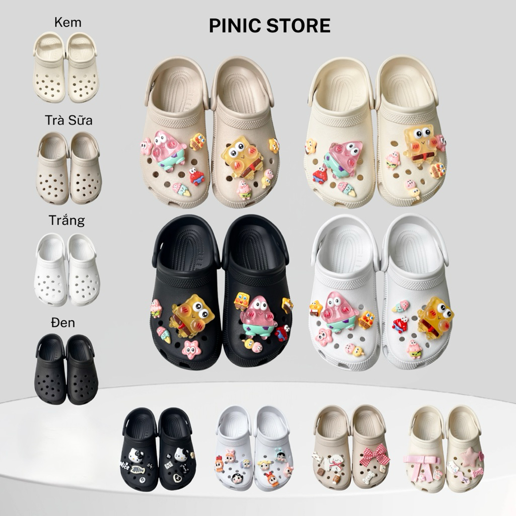  Dép Quai Hậu   Có Chữ   Mix Cham Trang Trí Sticker Cute Nhiều Mẫu Hot Trend Êm Chân Hỗ Trợ Đổi Size - PINIC STORE 