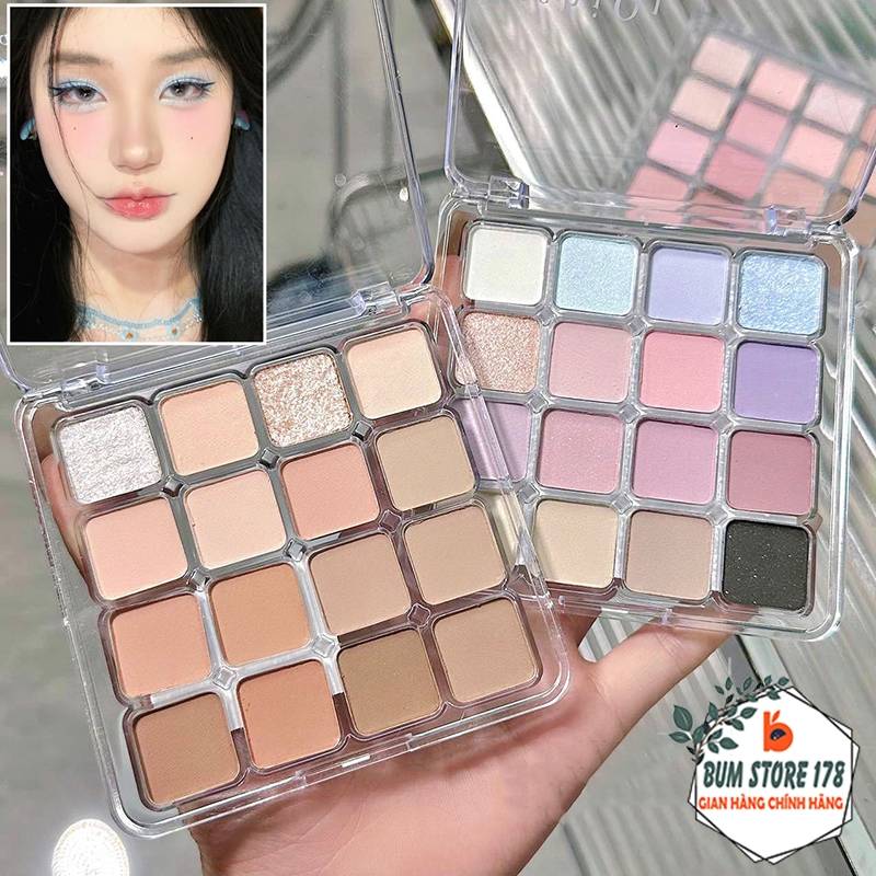 Phấn Mắt ERSHIQI 16 Ô Lì Mịn Nhũ Lung Linh, Bảng Màu Phấn Mắt Tông Hồng Baby Pastel Nhẹ Nhàng