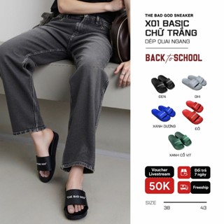 Dép quai ngang slipper The Bad God Basic X01 nhiều màu chữ trắng đế CVC chống trơn trượt