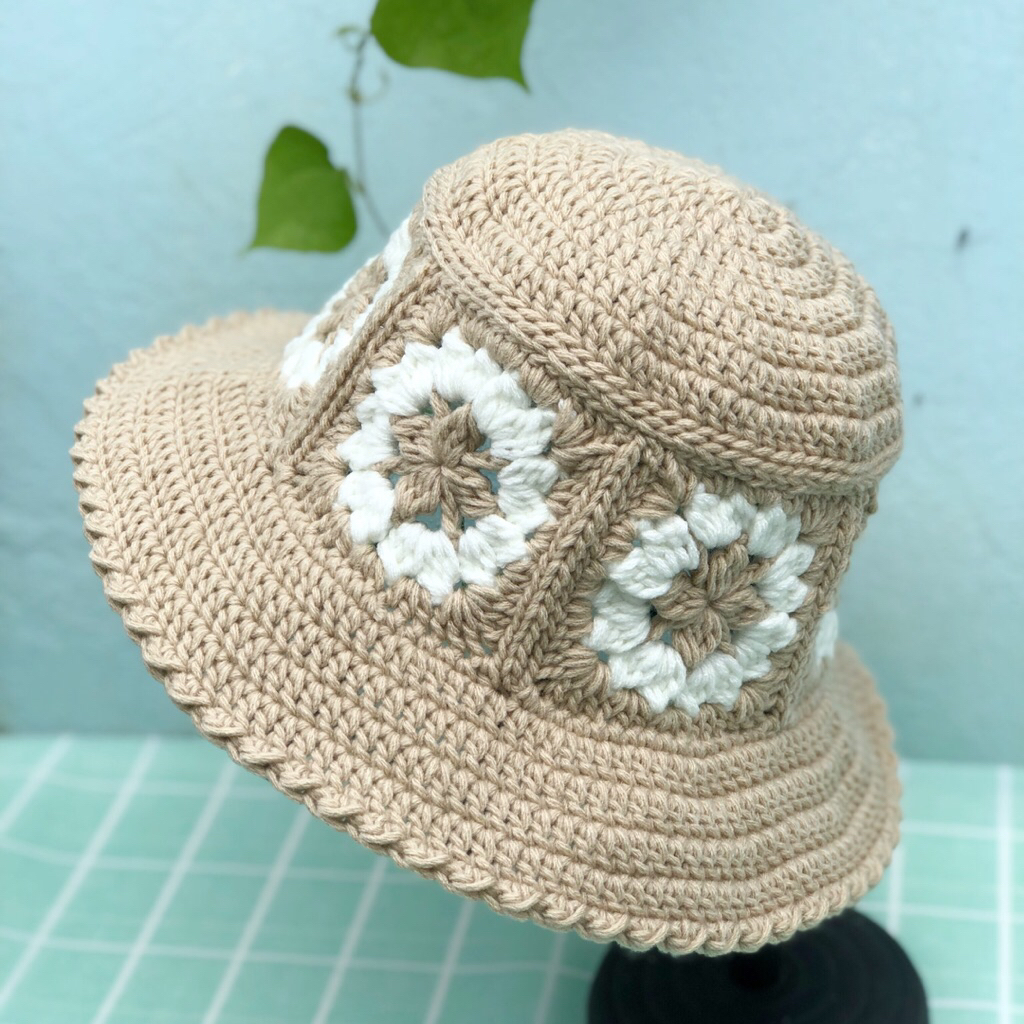 Nón bucket len handmade