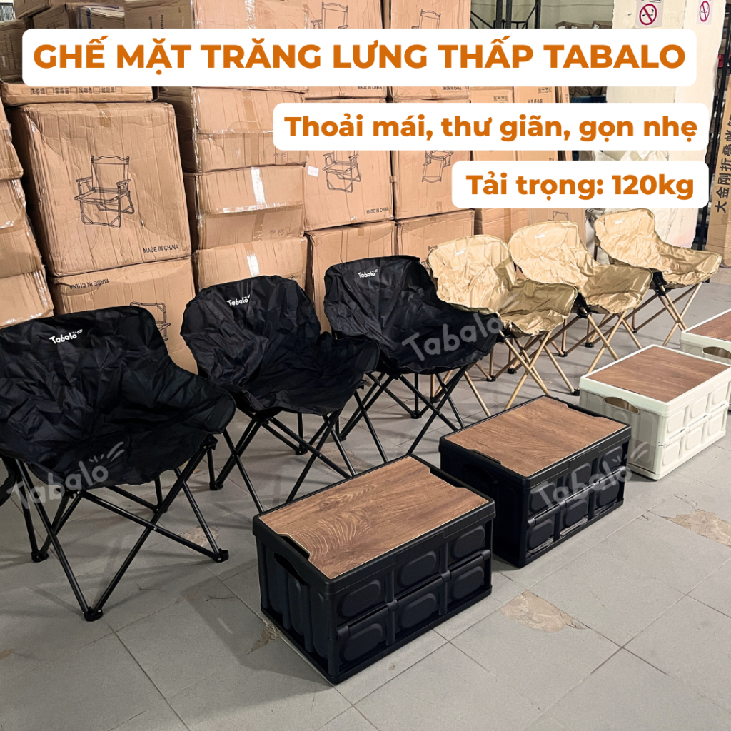 [New Version] Ghế Mặt Trăng Gấp Gọn Chính Hãng Tabalo, Ghế Xếp Tựa Lưng Thoải Mái Cực Chill Kèm Túi 