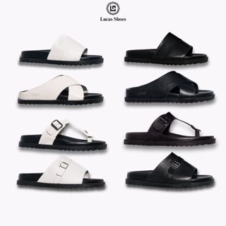 Dép Da Nam Quai Ngang Lucas kiểu dáng Sandal công sở đế cao 4cm phù hợp đi biển, đi làm, dễ phối đồ