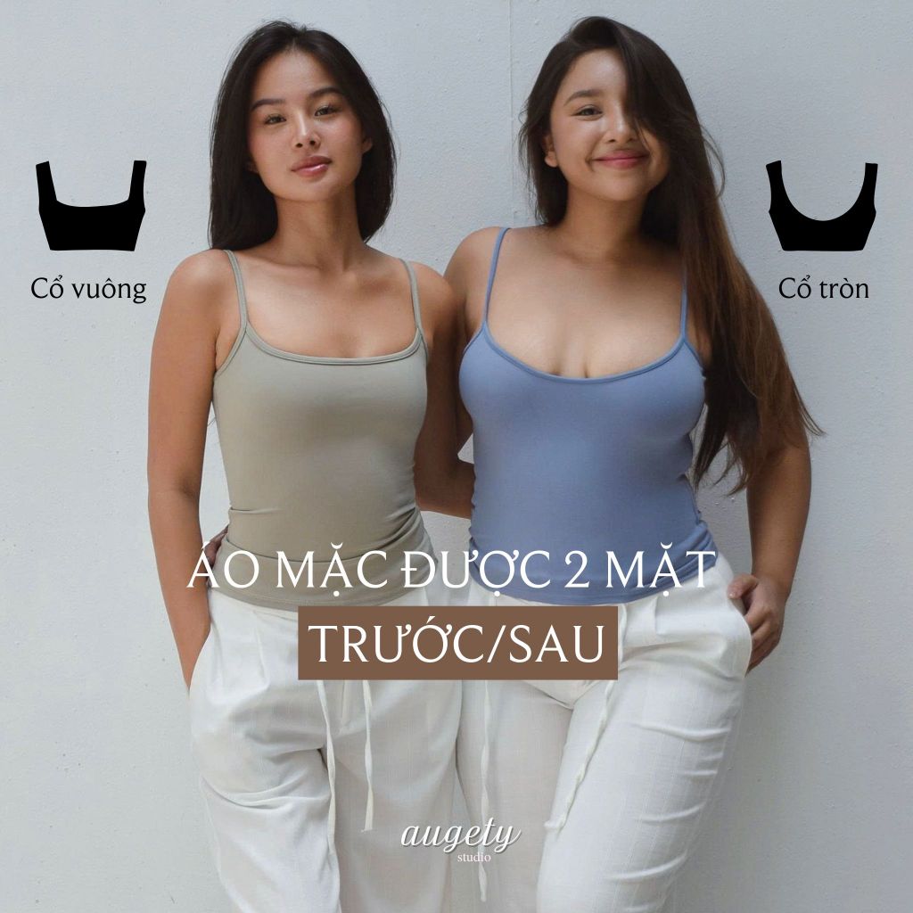 Áo Hai Dây Basic Chiết Eo Vải Thun Cao Cấp Augety Studio MIRA TOP | BigBuy360 - bigbuy360.vn