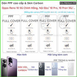  Dán PPF & Skin Carbon Oppo Reno 10 5G 10 Pro Chính Hãng Nội Địa  Reno10 Pro+ loại trong nhám cho màn hình mặt lưng 