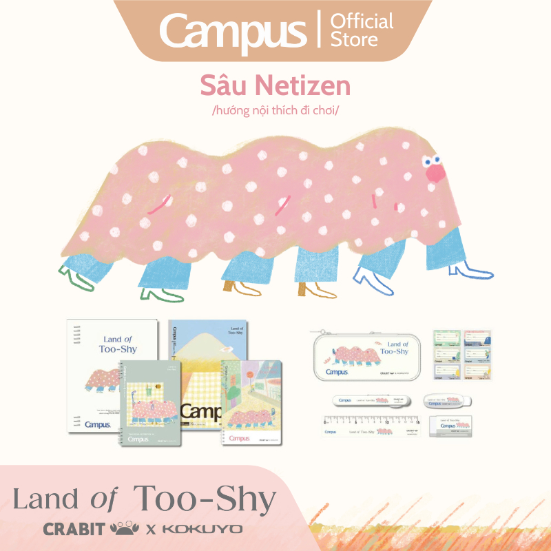 BST vở viết Sâu Netizen Land of Too-Shy đồ dung học tập Campus chính hãng