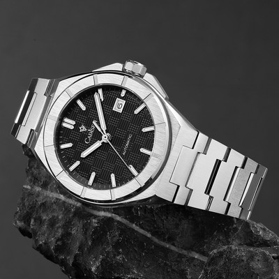 Đồng hồ nam chính hãng Cadisen C8242G-T2 kính sapphire,chống nước 100m,Bh 24 tháng,máy cơ,mặt đen dây thép xịn