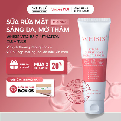 Sữa Rửa Mặt Sáng Da Mờ Thâm WHISIS Vita B3 Glutathione Facial Cleanser 130ml - Sạch Thoáng Không Khô Da Cho Mọi Loại Da