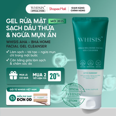 Gel Rửa Mặt AHA & BHA Sạch Dầu Thừa & Ngừa Mụn Ẩn Whisis AHA & BHA Home Facial Gel Cleanser 150ml