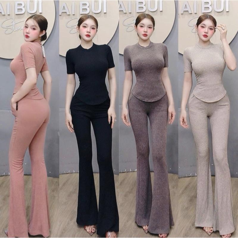 S89 - Set Áo Cổ Tròn Quần Loe Mai Bùi Store (KHÔNG CÓ TÚI QUẦN)