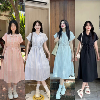  Đầm sơ mi dây rút eo JulieHouse 