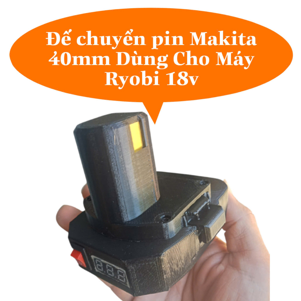 Đế Chuyển Makita 40mm Dùng Cho Máy Ryobi 18V Nhựa Tốt bền Vĩnh viễn - Bộ Chuyển Đổi Makita sang Ryob