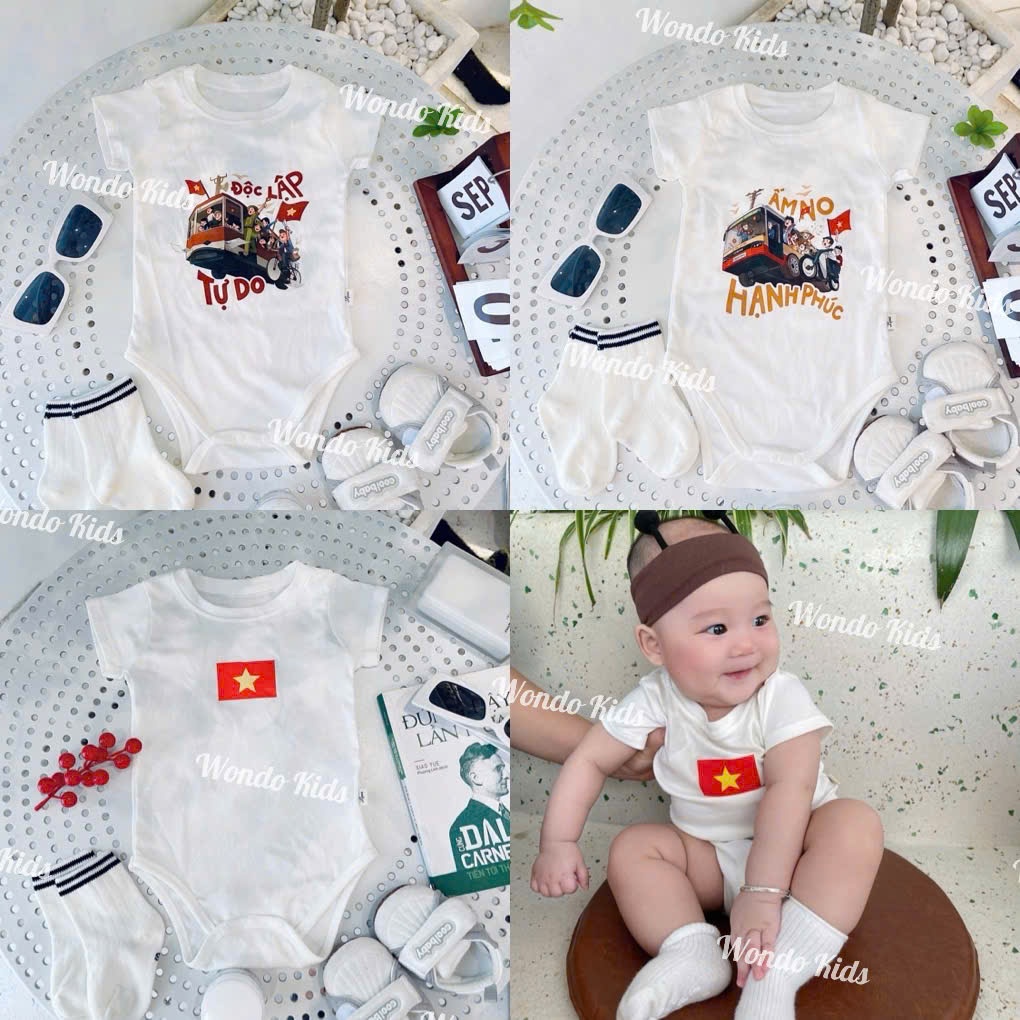 Bodychip, bodysuit 2/9 lá cờ, độc lập tự do, ấm no hạnh phúc