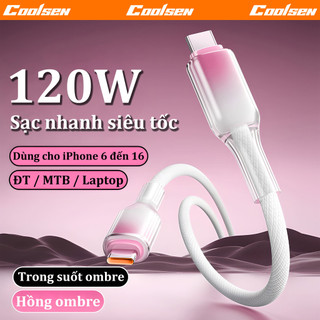  Cáp sạc nhanh 120W dây pha lê Type-C – Tương thích iPhone 17 air 16 15 14 13 12 11 Pro Max OPPO Samsung xiaomi 