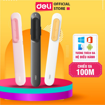 Bút Trình Chiếu ES002 Deli Hỗ Trợ Thuyết Trình Chiếu Xa 100M Bút Chỉ Laser Đỏ Kết Nối USB/ TypeC