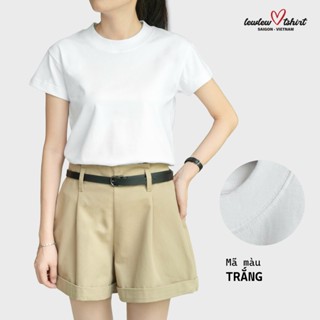 Áo thun nữ form baby tee vừa người, LEWLEW Basic TRẮNG trơn - 100% cotton thoáng mát