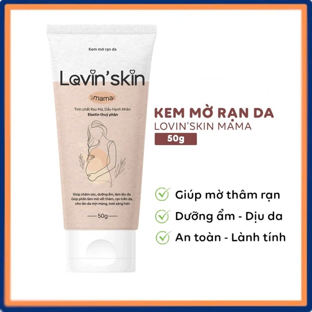 Kem mờ rạn da Lovin'Skin Mama 50G, Cho Mẹ Bầu & Sau Sinh - Mờ Vết Rạn, Vết Thâm, Vết Mổ