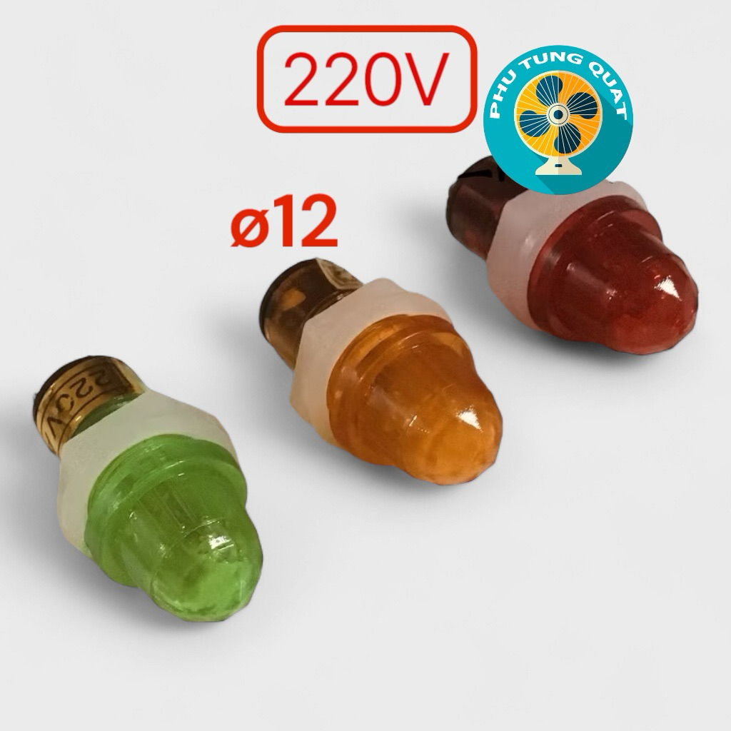 Đèn báo pha 2 chân 220v ren phi 12mm có đủ 3 màu