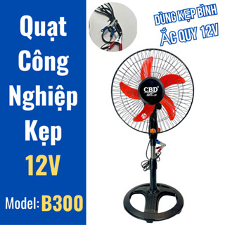 Quạt Lửng B3 Công Nghiệp CBD Kẹp Bình Ắc Quy 12V - Cao 75cm - Không Kèm Bình Ắc Quy.