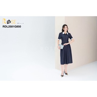 Đầm lụa  tay cộc phối cổ Rose Chất lụa Damin cao cấp