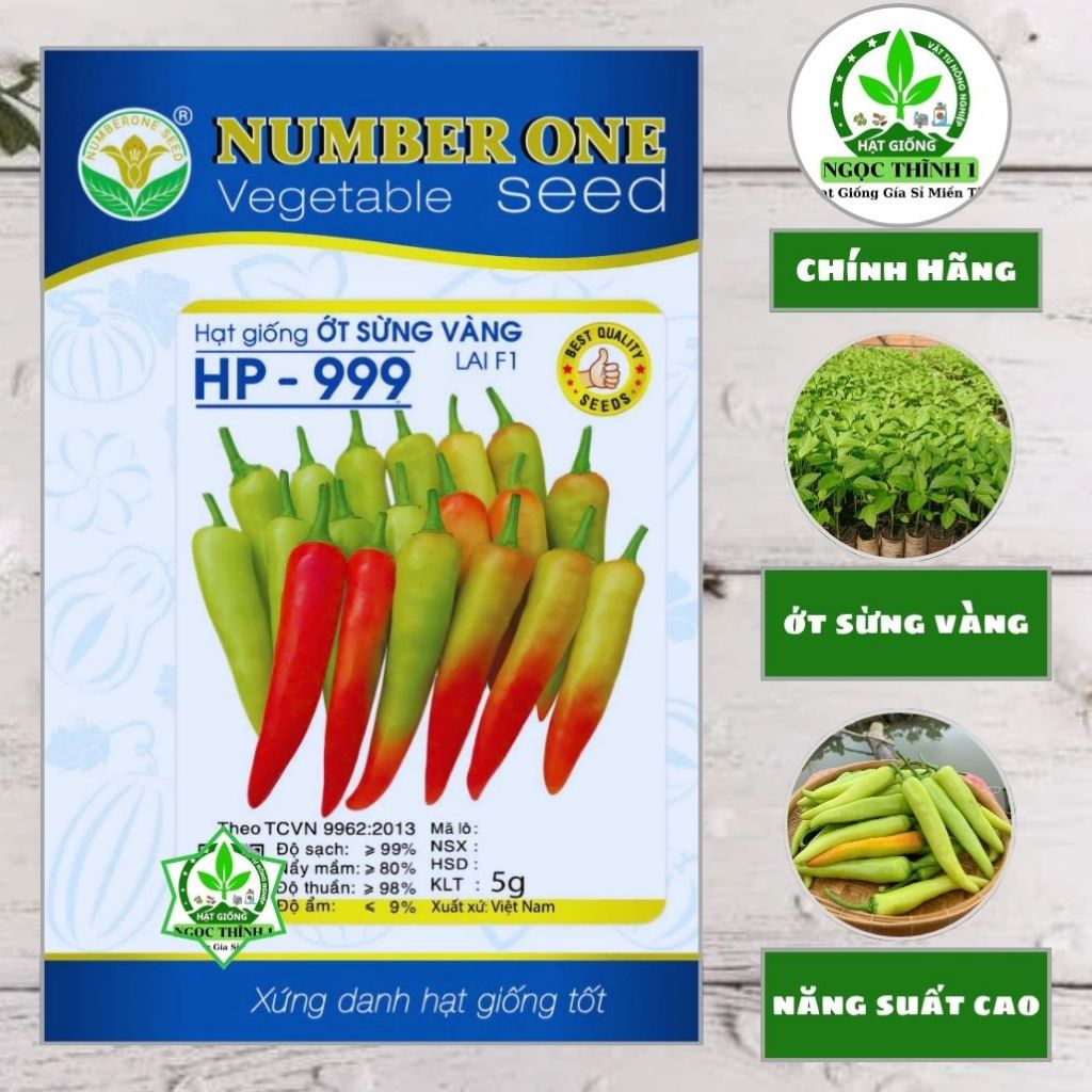 Hạt Giống Ớt Sừng Vàng Lai F1 HP-999 NUMBER ONE (GÓI 5 gram)