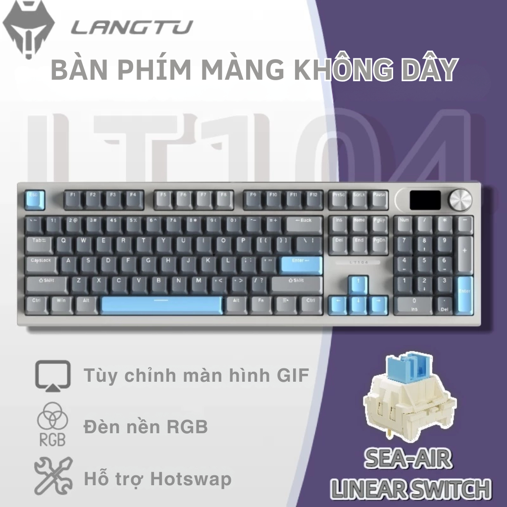 Bàn phím cơ có dây/ không dây LANGTU  LT104 bàn phím 3 Mode, bluetooth, Hotswap,màn hình điện tử | BigBuy360 - bigbuy360.vn