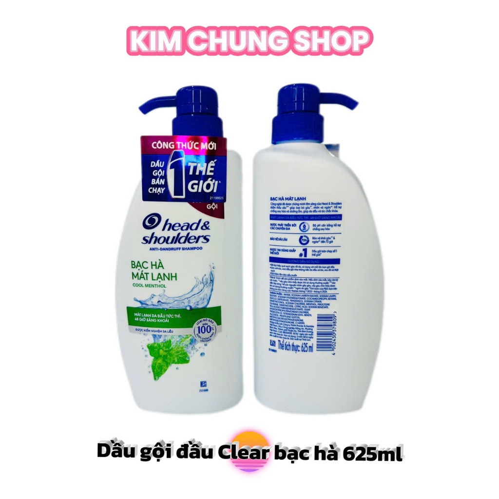 Dầu Gội Head & Shouders Bạc Hà (Chai vòi 625ml)