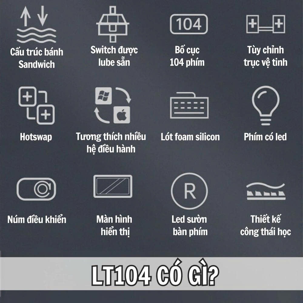 Bàn phím cơ có dây/ không dây LANGTU  LT104 bàn phím 3 Mode, bluetooth, Hotswap,màn hình điện tử | BigBuy360 - bigbuy360.vn