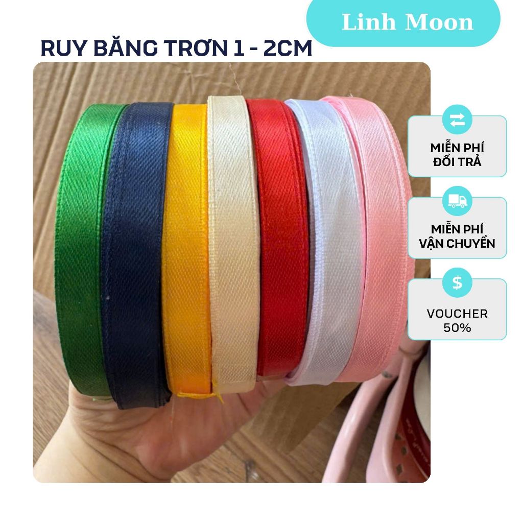 Ruy Băng Lụa Ruy Băng Vải 1cm, 2cm phụ kiện bó hoa handmade, Ruy Băng Làm Nơ Trang Trí Bó Hoa