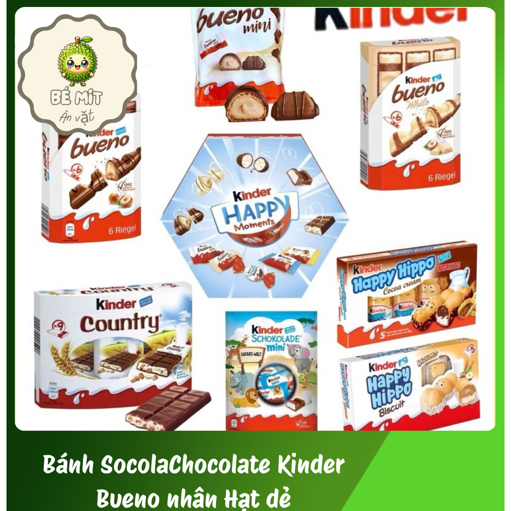 Bánh SocolaChocolate Kinder Bueno nhân Hạt dẻ - Đức (nhiều loại)
