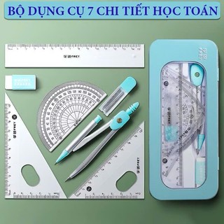  Bộ Dụng Cụ Học Tập 7 Món Compa Eke Thước Kẻ Bộ Đồ Dùng Toán Học Gồm Bộ Eke Compa Tẩy Ngòi Chì 