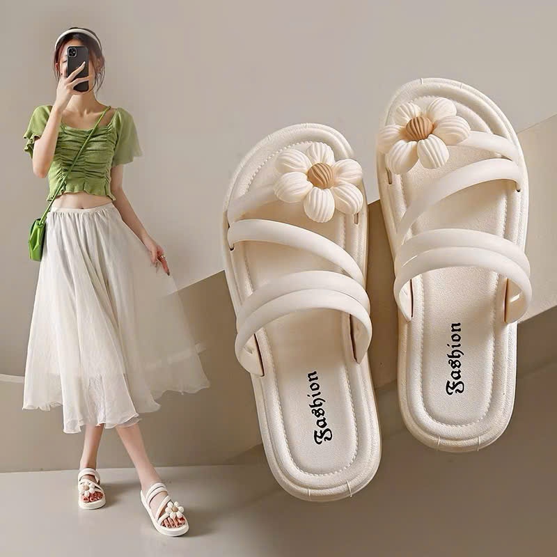 Dép nữ quai ngang Hoa cúc siêu dễ thương siêu xinh phong cách Hàn Quốc nhẹ mềm