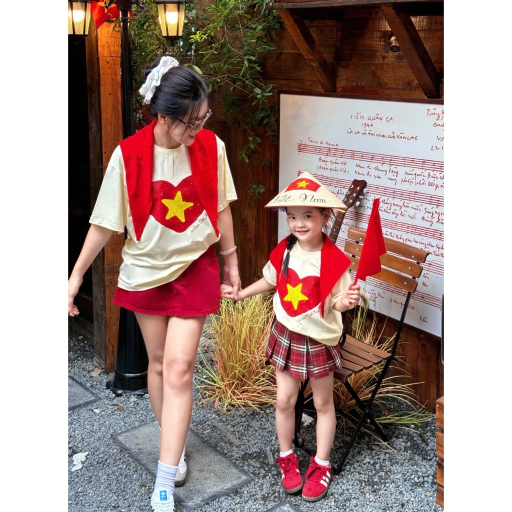 Áo thun cho bé hình Trái Tim Việt Nam, áo phông gia đình, áo nhóm mùng 2 tháng 9,TPKIDS,[M1128]