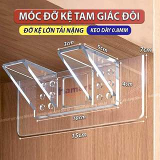  Móc Tam Giác Đôi Đỡ Kệ Gỗ Lớn Kê Giá Chia Ngăn Tủ Quần Áo Vách Nhựa Bếp Ke Góc L Dán Tường Siêu Dính 