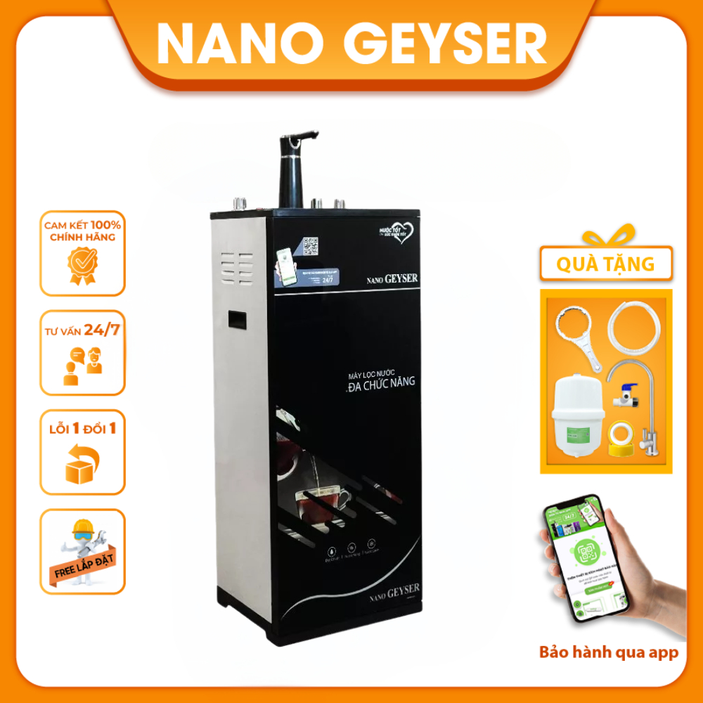 Máy lọc nước nóng lạnh Nano Geyser GB50  công nghệ RO tao nước kiềm ,loại bỏ 99,99% vi khuẩn
