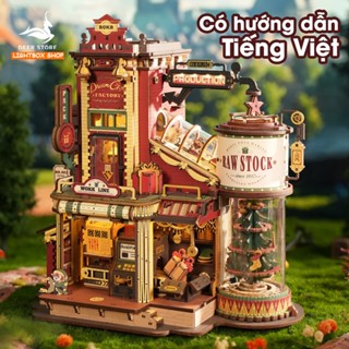  Hộp nhạc Robotime ROKR Christmas Dream Gift Factory Wooden Music Box EAB01. Kèm hướng dẫn Tiếng Việt 
