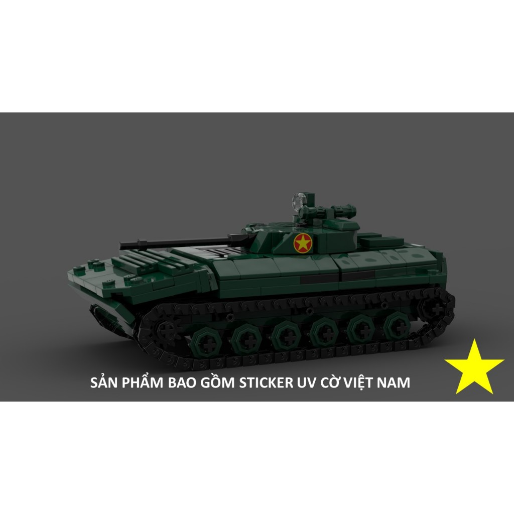 đồ chơi lắp ráp moc , xe bộ binh  chiến đáu BMP 2 Việt Nam tỷ lệ 1/45, đồ chơi lắp ráp non có tem dá