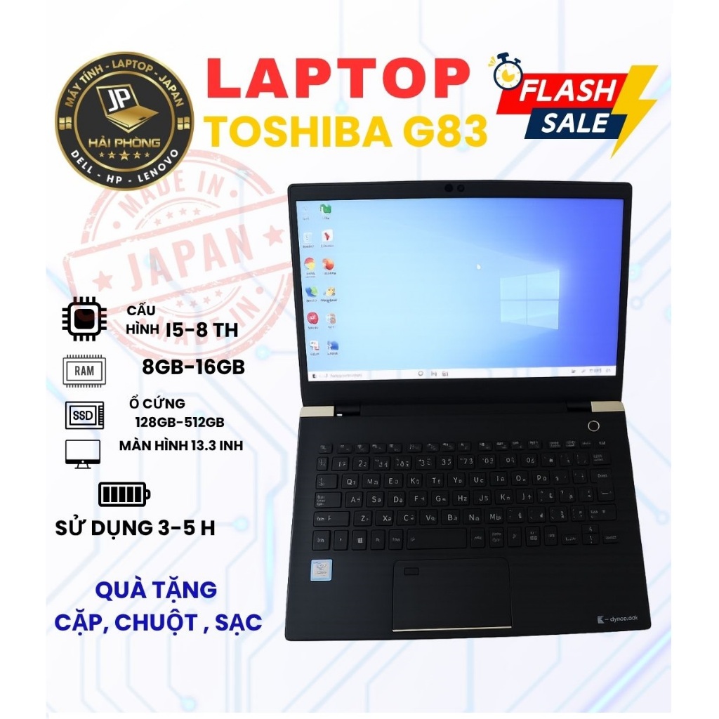 💻 Laptop Toshiba dynabook G83/M – Core i5-8250U | Mỏng nhẹ – Pin trâu – Chuẩn văn phòng