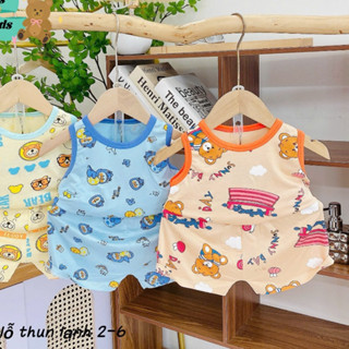 Bộ ba lỗ Minky Mom in hoạ tiết dễ thương chất thun lạnh loại tốt cho bé, chất mềm mịn, thoáng khí