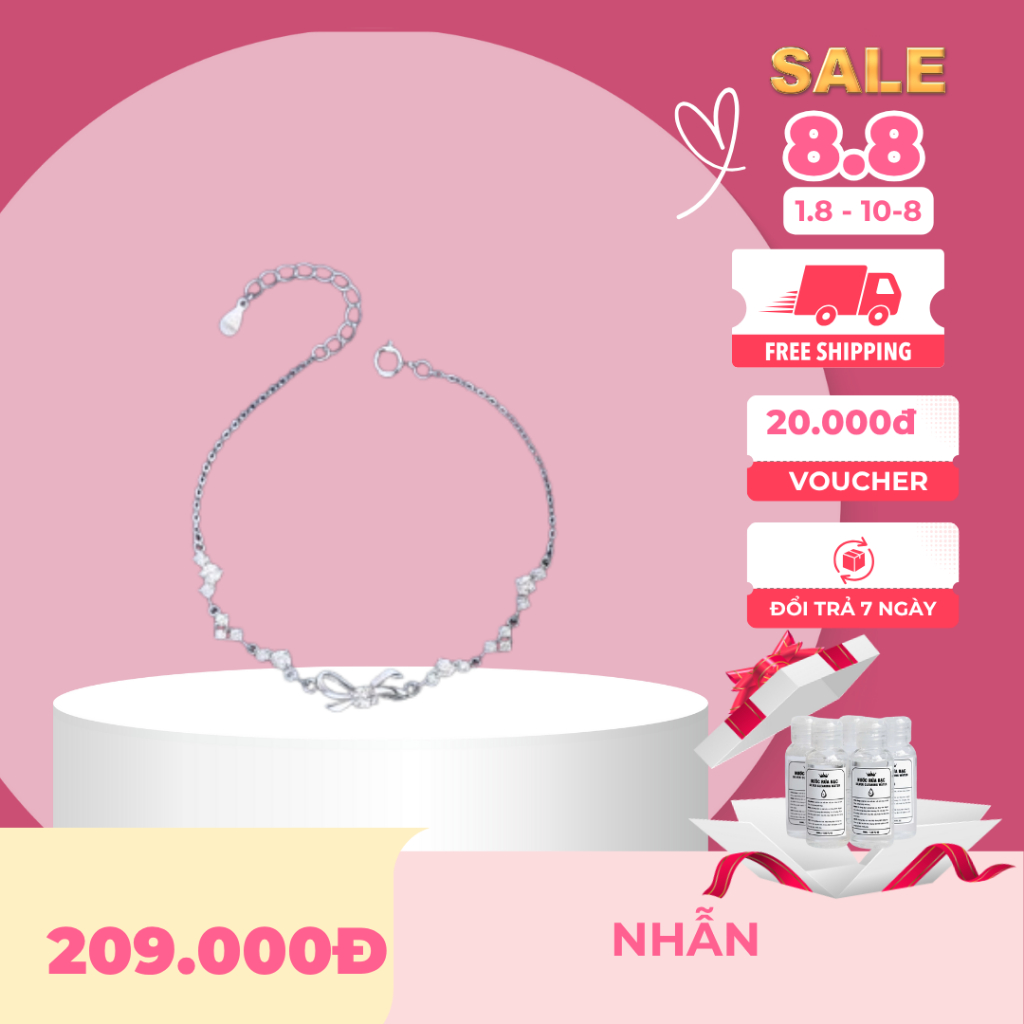 Lắc tay bạc nữ nơ Lumira Jewelry, lắc tay bạc Ý S925, lắc tay bạc ý S925 lấp lánh tinh tế