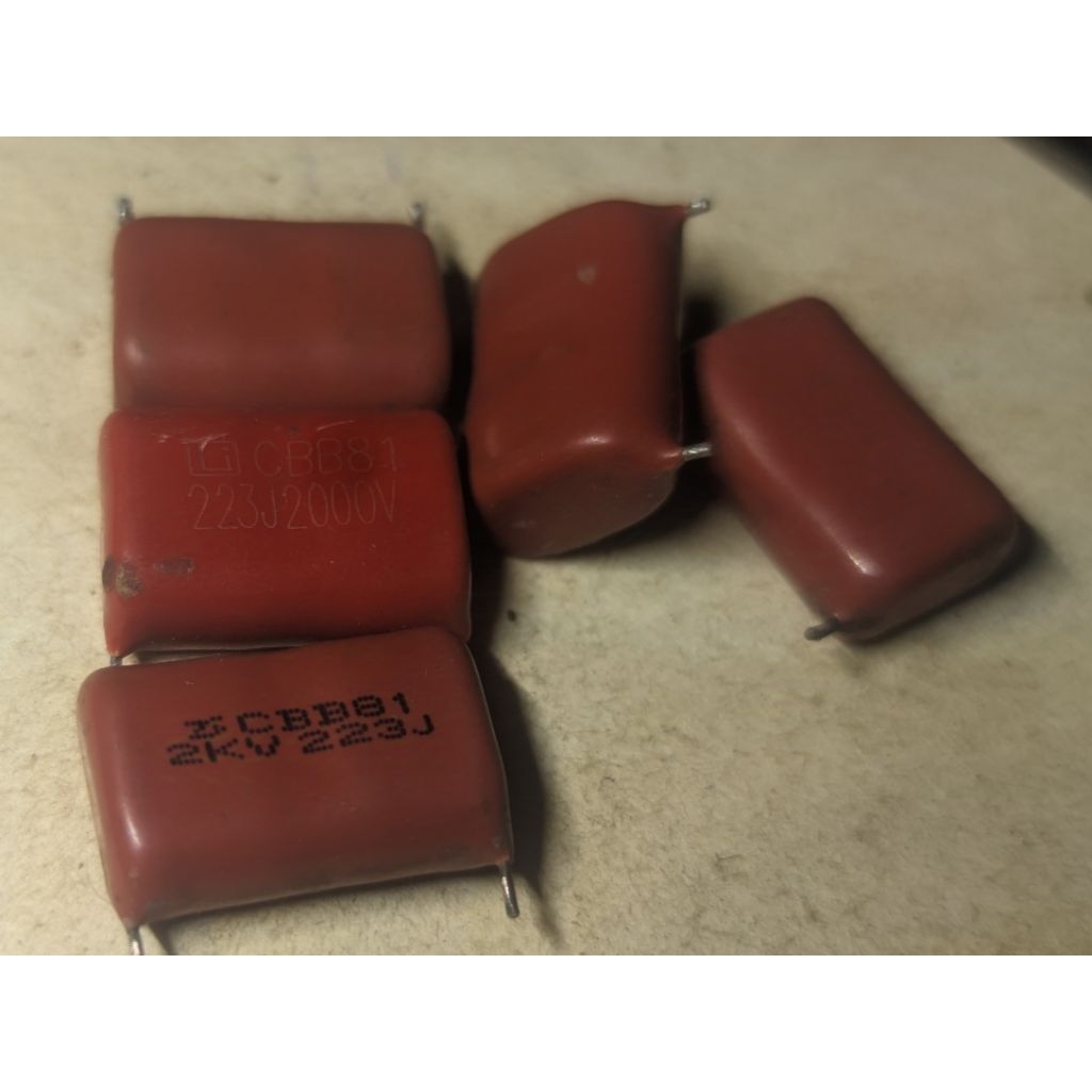 5 Chiếc Tụ Polypropylene CBB81 Cũ 2kV 22nF Đo Được Trên 20nF Chân Ngắn