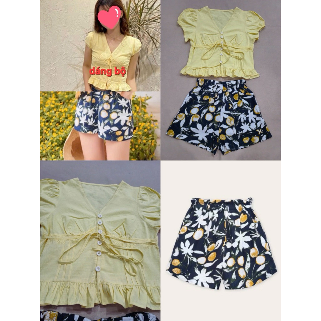 (B4496) Bộ áo quần đùi vải linen - Thanh lý hàng VN