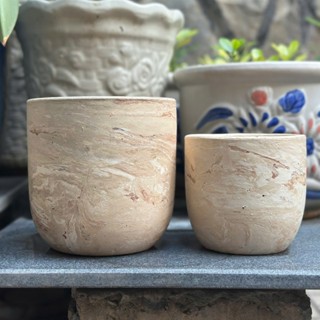 [THANH LÝ] HÀNG LỖI MÀU NHẸ Bộ chậu Trứng loang - Chậu trồng cây, sen đá, xương rồng