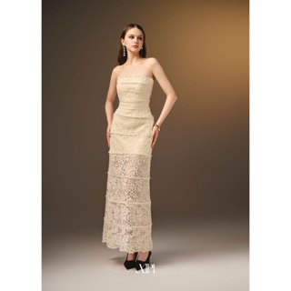  Yvonne Dress - Đầm Cúp Ngực Ren Kèm Viên Dây Ngọc Trai 