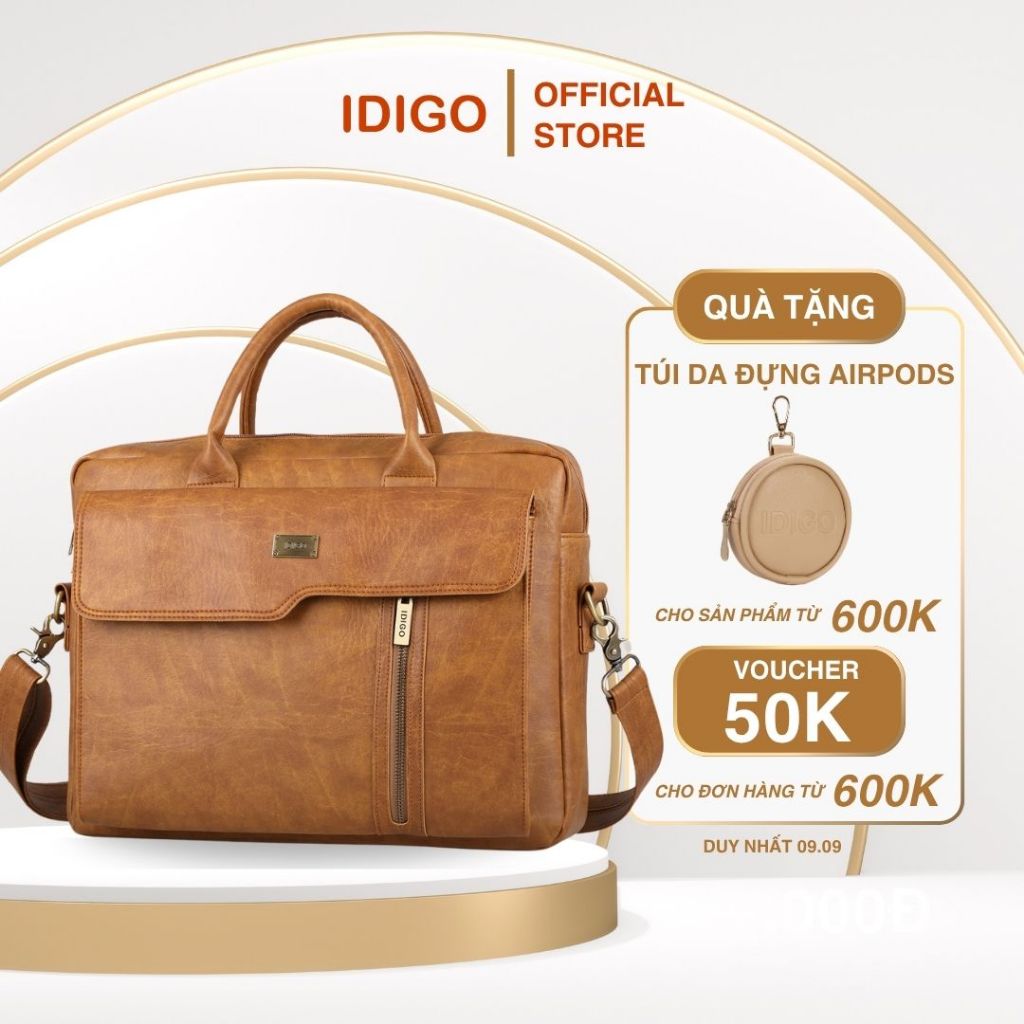 Túi xách công sở nam nữ nắp vạt xéo thanh lịch IDIGO MB2 - 6012, túi đựng laptop 15 inch cao cấp