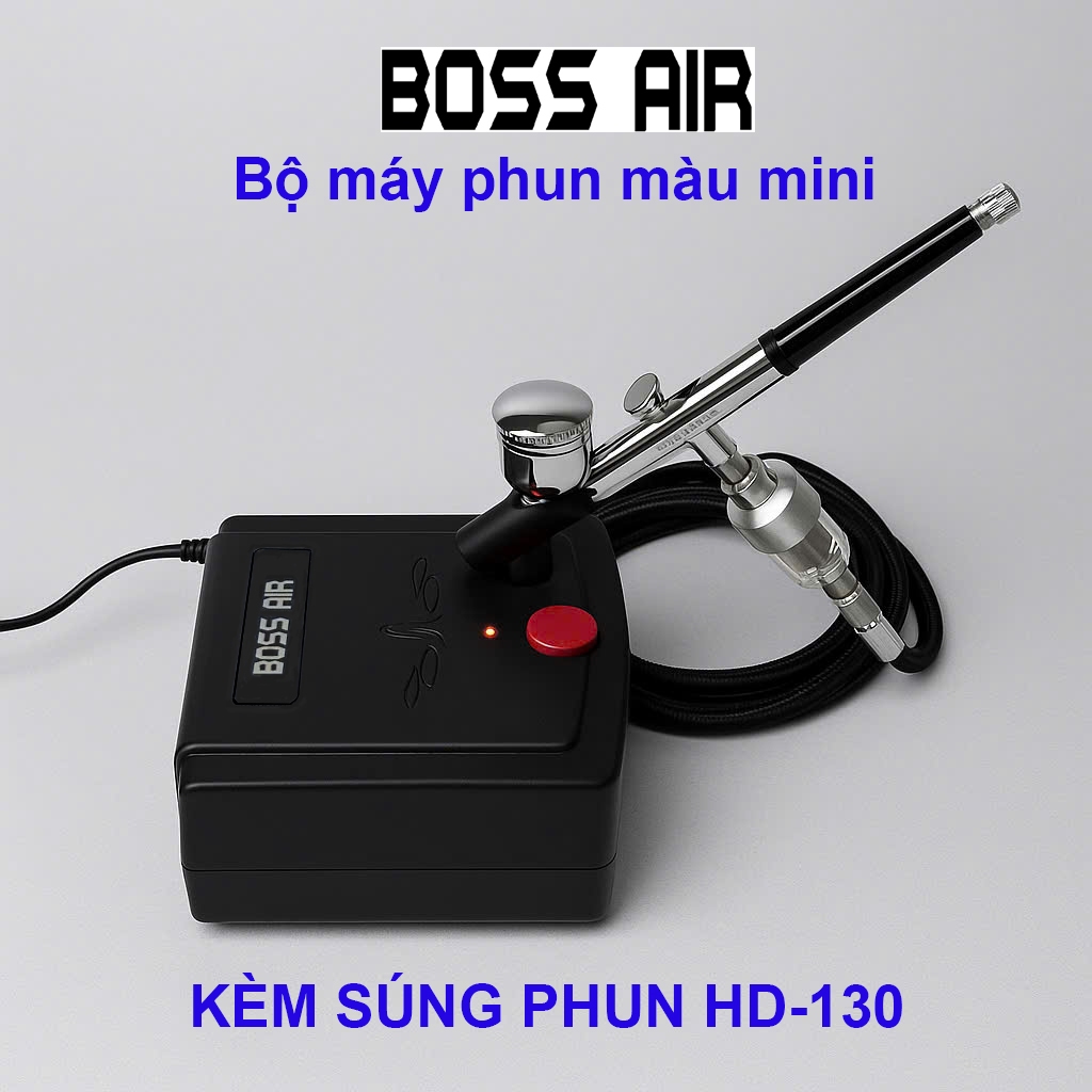 [BOSS AIR] Máy Nén Khí Mini Kèm Súng Phun Sơn Airbrush HD-130