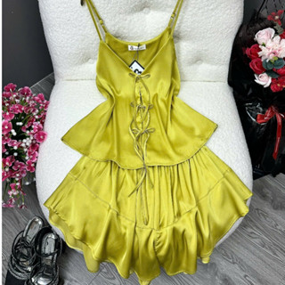  Bigsize  40Kg - 90Kg  Đồ Ngủ Nữ Xinh. Áo 2 Dây Phía Trước Cột Dây. Quần Đùi Vải Lụa Latin Cao Cấp. Women Cute Pijama 