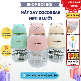  Máy Xay Ăn Dặm Coco Bear Mèo Mimi - Cối Thủy Tinh 300ML 8 Lưỡi Dao Inox  